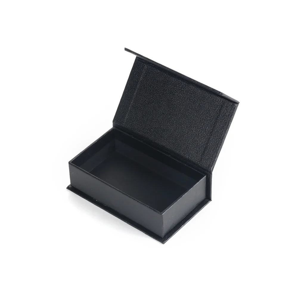 Black magnetic closure rigid gift box with hinged lid