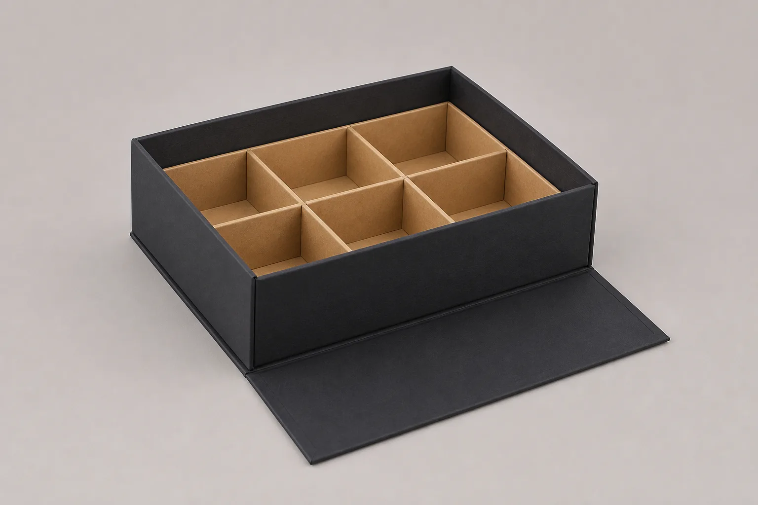 MUGE design-direction concept of a collapsible rigid gift box with a removable paperboard grid