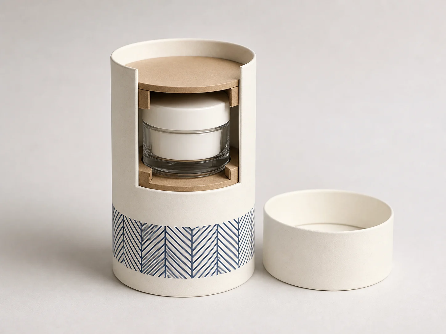 MUGE concept of a paper tube with separate paperboard end supports